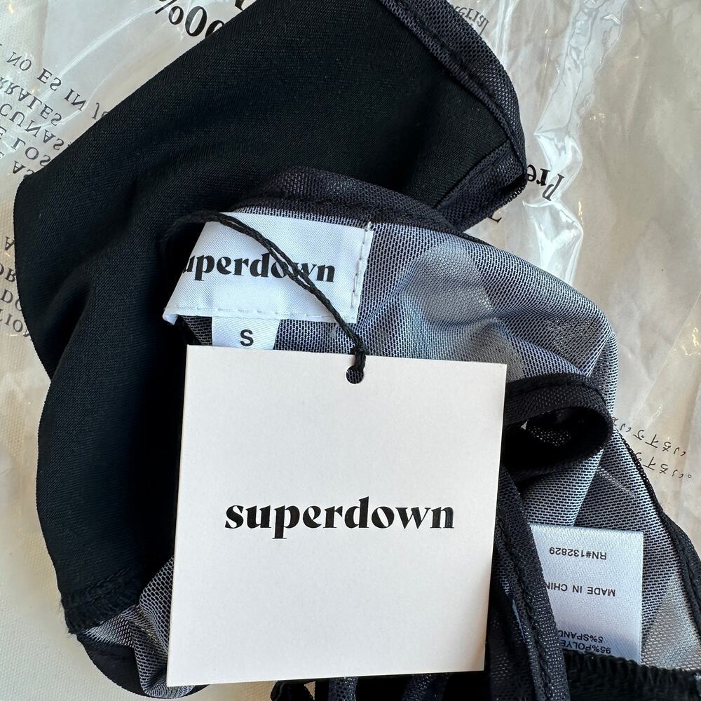 Superdown Black Flare Pant Set SMALL Crop Top Flames Coachella Festival $88 NEW - Picture 10 of 12